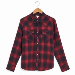 TRUE RELIGION Western Button-down Pearl-Snap Plaid Flannel Shirt - Size XL